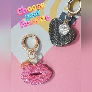 Heart Or LIPS Shaped Keychain/Bag Charm with Rhinestones